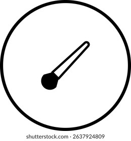 Minimalist Black and White Makeup Brush Icon in Circle, Beauty Accessory
