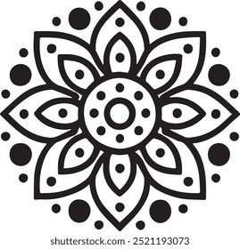 
Minimalist Black and White Mandala Line Art , Mandala Design