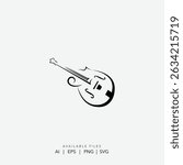 Minimalist Black and White Mandolin Logo, Stylized String Instrument Emblem