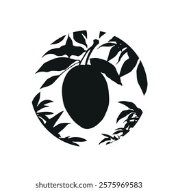 Minimalist Black and White mango symbol