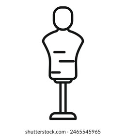 Minimalist black and white mannequin outline icon suitable for fashion design, clothing, tailoring, dressmaking, and retail display purposes