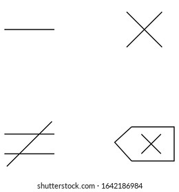 Minimalist black and white math symbols. monochrome linear vector design of Mathematic's equation icons. Isolated logo on white background.