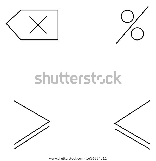 Minimalist black and white math symbols.
monochrome linear vector design of Mathematic's equation icons.
Isolated logo on white
background.