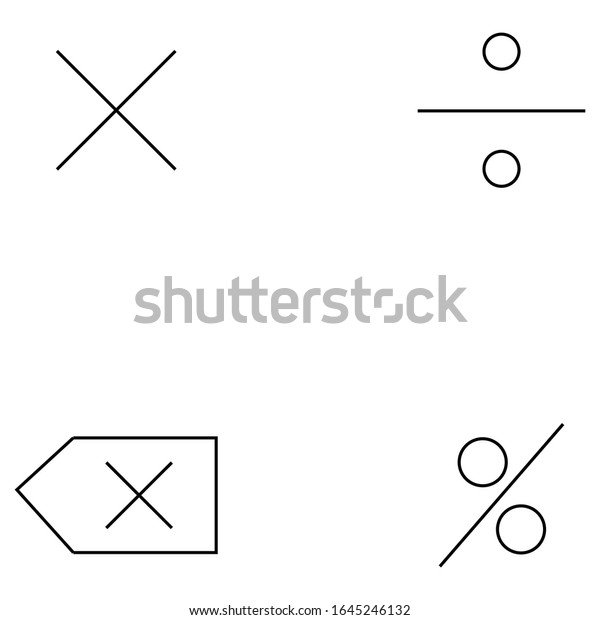 Minimalist black and white math symbols.\
monochrome linear vector design of Mathematic\'s equation icons.\
Isolated logo on white\
background.