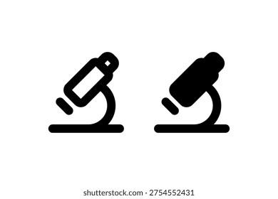 Minimalist black and white microscope icon set.