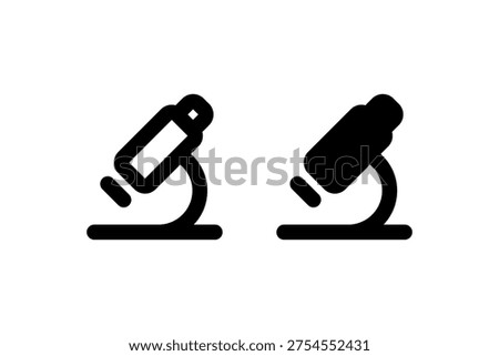 Minimalist black and white microscope icon set.