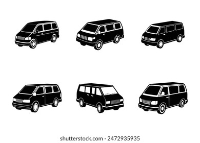 The "Minimalist Black and White Minivan Vector Illustration" is a digital graphic design file that features a sleek and simple representation of a minivan. Created in a minimalist style, it utilizes