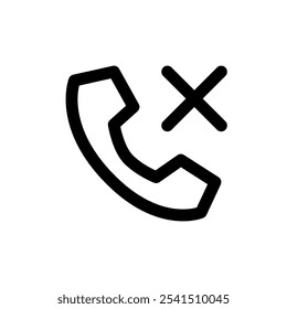 Minimalist Black and White Missed Call Icon – Perfect for Web Design, App Interfaces, and Digital Branding, Representing Missed Call Alerts and Communication Notifications for User-Friendly Platforms