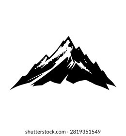 Minimalist black and white mountain graphic representing nature, adventure, and outdoor exploration for design projects and environmental themes.
