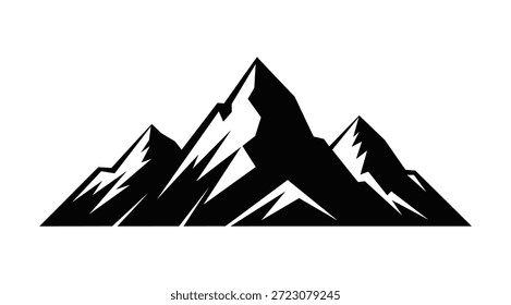 «Minimalist Black and White Mountain Range with Sharp Peaks and Shadows»