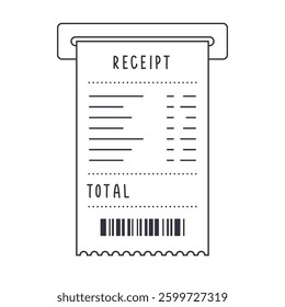 Minimalist Black and White Outline Receipt Hanging on Holder with Barcode