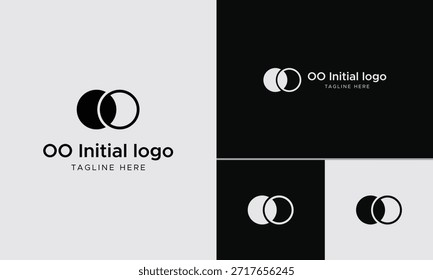 Diseño minimalista de logotipos de círculos superpuestos en blanco y negro