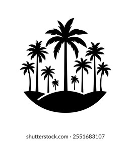 "Minimalist Black and White Palm Tree Silhouette Design Facing Each Other"