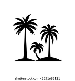 "Minimalist Black and White Palm Tree Silhouette Design Facing Each Other"