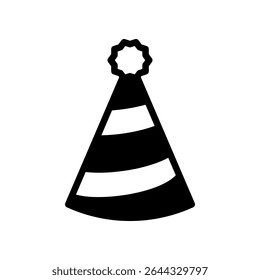 Minimalist Black and White Party Hat Icon for Celebration Themes