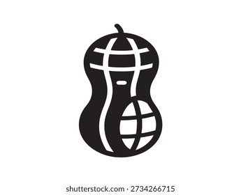 Minimalist black and white peanut vector illustration