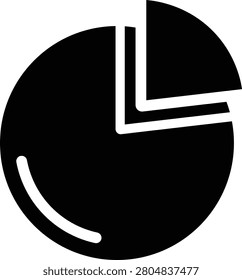 Minimalist black and white pie chart with angular cut-out section piechart monochrome blackwhite