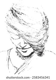 Minimalist Black and White Portrait of a Mysterious Woman – High Contrast Artistic Sketch Effect