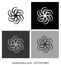 Minimalist Black and White Radial Icon – Modern Design for Logos, Websites, and Professional Branding in a Sleek, Monochrome Style