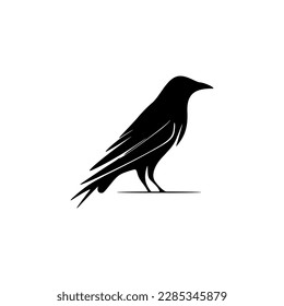  Minimalist black and white raven vector logo.
