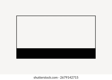 A minimalist black and white rectangular design. Simple black and white layout with a bold black bar. Clean, modern, and stylish black and white aesthetic. Geometric element vector.