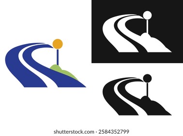 Minimalist Black and White Road Logo vector design