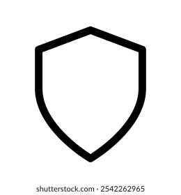 Minimalist Black and White Shield Icon – Perfect for Web Design, App Interfaces and Digital Branding, Representing Security, Privacy and Data Protection for Enhanced User Experience