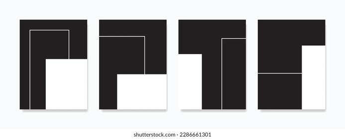 Minimalist black and white silhouette of a building's architecture with white outlines. Suitable for modern posters, wall art, print art, digital art, architecture, and decor.