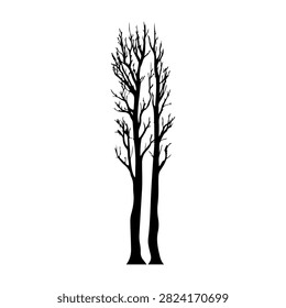Minimalist black and white silhouette of a leafless tree with intricate branches, emphasizing natural beauty and stark contrast.