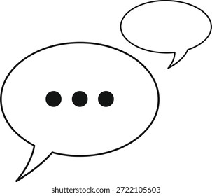 Minimalist black and white speech bubbles with ellipsis dots, vector icon for chat, messagingMinimalist black and white speech bubbles with ellipsis dots, vector icon for chat, messaging