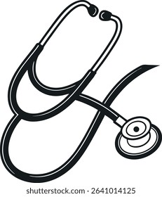 Minimalist Black and White Stethoscope Drawing for Medical Use
