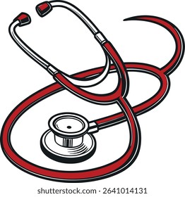 Minimalist Black and White Stethoscope Drawing for Medical Use