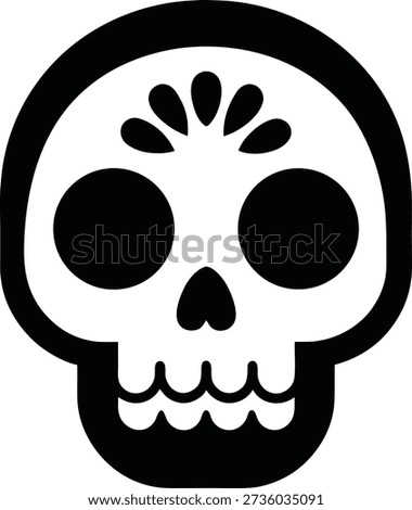 Minimalist black and white sugar skull icon