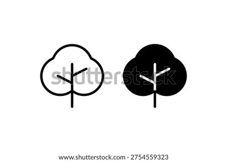 Minimalist black and white tree icons with distinct outlines.