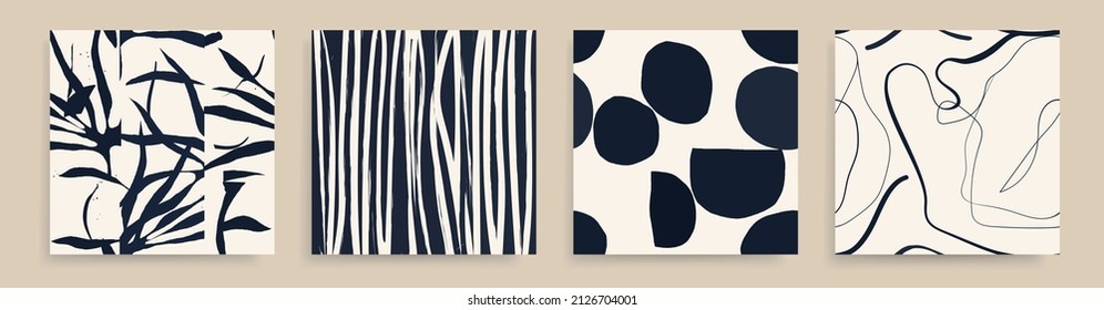 Minimalist black   white trendy abstract print set  Modern vector template for design 