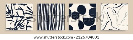 Minimalist black and white trendy abstract print set. Modern vector template for design.