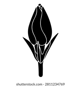 Minimalist black and white tulip drawing emphasizing elegant lines and floral beauty, suitable for artistic projects and botanical themes.