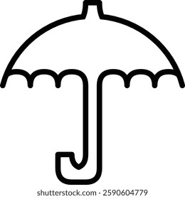 Minimalist Black and White Umbrella Icon with Clean Design