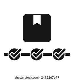 Minimalist black and white vector checklist icon for project management and productivity tracking with bookmarked progress