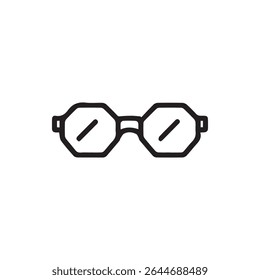 A minimalist black and white vector design featuring a pair of stylish octagonal glasses perfect for vision correction or fashion accessory use