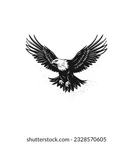 Minimalist black and white vector of an eagle.