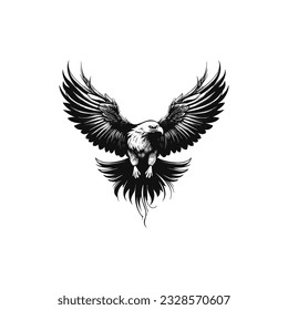 Minimalist black and white vector of an eagle.