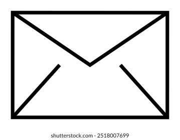 Um gráfico vetorial em preto e branco minimalista de um envelope fechado, simbolizando comunicação, e-mail e mensagens. Ideal para email marketing, serviços postais, temas de comunicação, papelaria de escritório, um