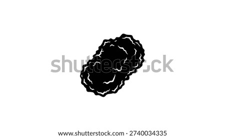 A minimalist black and white vector graphic depicting two overlapping, irregularly shaped fried chicken nuggets. The illustration has a simple, clean, and iconic design.