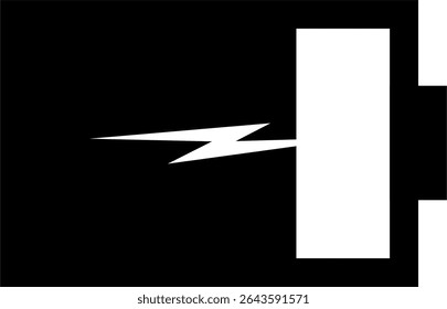 Minimalist black and white vector icon of a decreasing battery. Representation of the power saving feature. Ideal for mobile app UI, electronic devices, saving features, alerts and warning interfaces.
