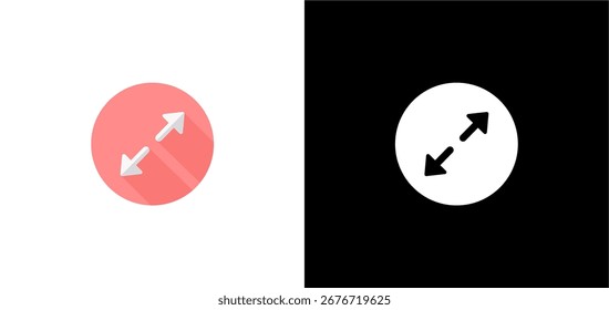 Ícone de vetor preto e branco minimalista de setas de tendência em um círculo. Perfeito para elementos de marketing digital, análise, mídia social e design de negócios on-line.