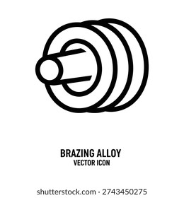 Minimalist black and white vector icon of brazing alloy, ideal for industrial, welding, and engineering design projects.