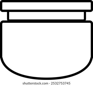 Um vetor preto e branco minimalista ilustração de uma jarra de creme de cuidados com a pele, com linhas limpas e um contorno simples.