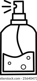 Minimalist black and white vector illustration of a perfume spray bottle. Clean, modern design perfect for beauty, fragrance, or cosmetic branding projects. Ideal for digital or print media