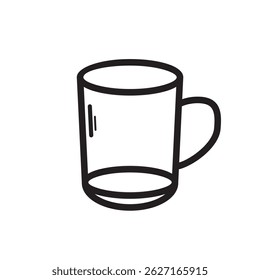 Minimalist black and white vector illustration of a tall glass with a handle and liquid inside. Simple design ideal for beverage, drinkware, or kitchen-related themes